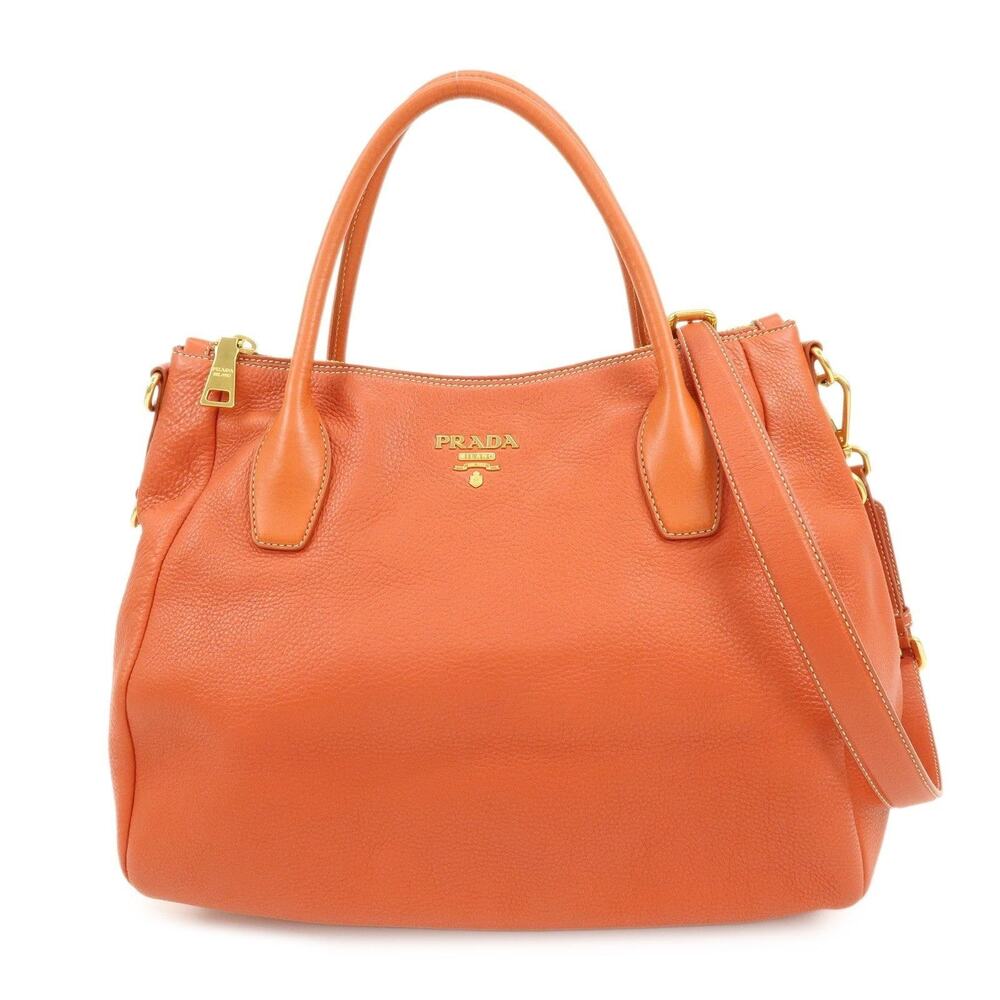 Prada Logo Leather Handbag Orange